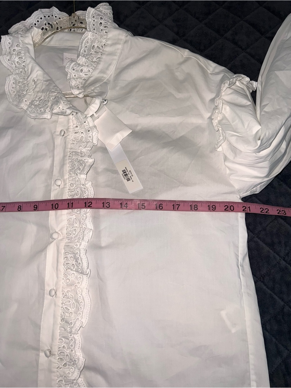 CHRISTY LYNN Madelyn Top Blouse Women’s Medium Ruffled Poplin Shirt FF - Picture 6 of 14